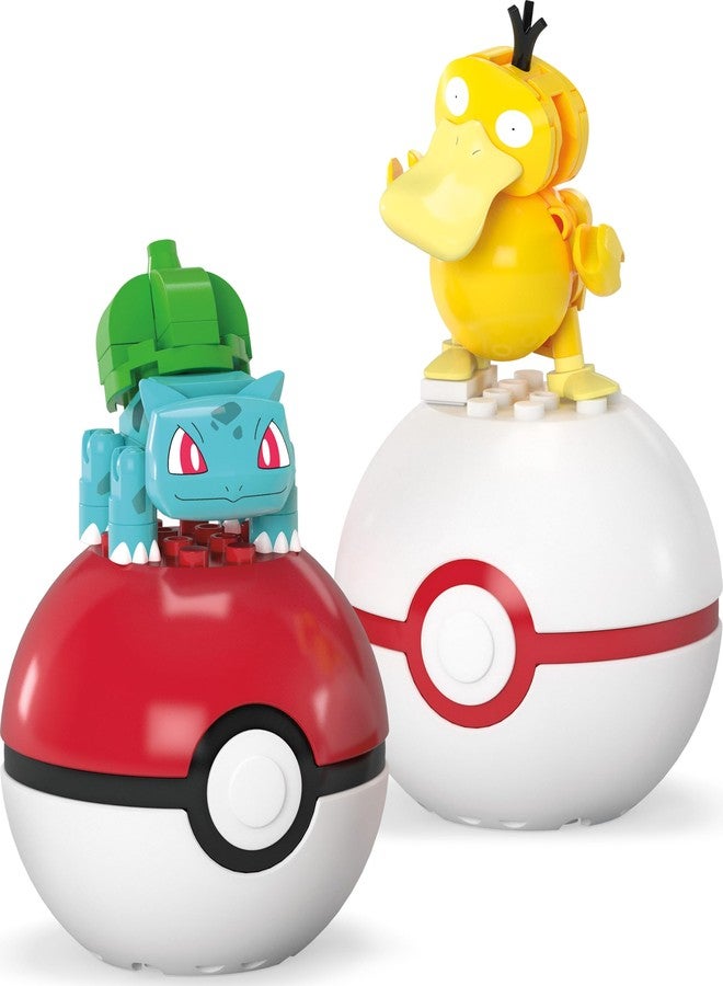 Mega Brands MEGA Pokémon Building Toys Set Bulbasaur & Psyduck with 63 Pieces, 2 Poseable Characters and Poké Ball, 2 Inches Tall, for Kids - Image 3